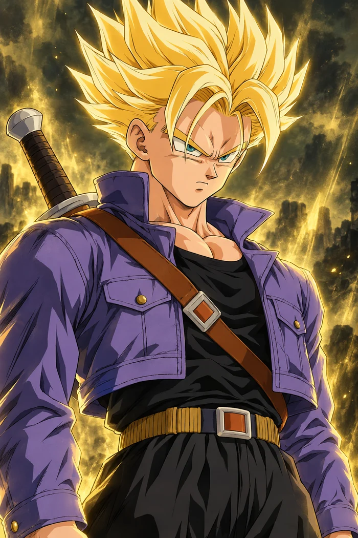 Future Trunks in Super Saiyan form, original fan illustration